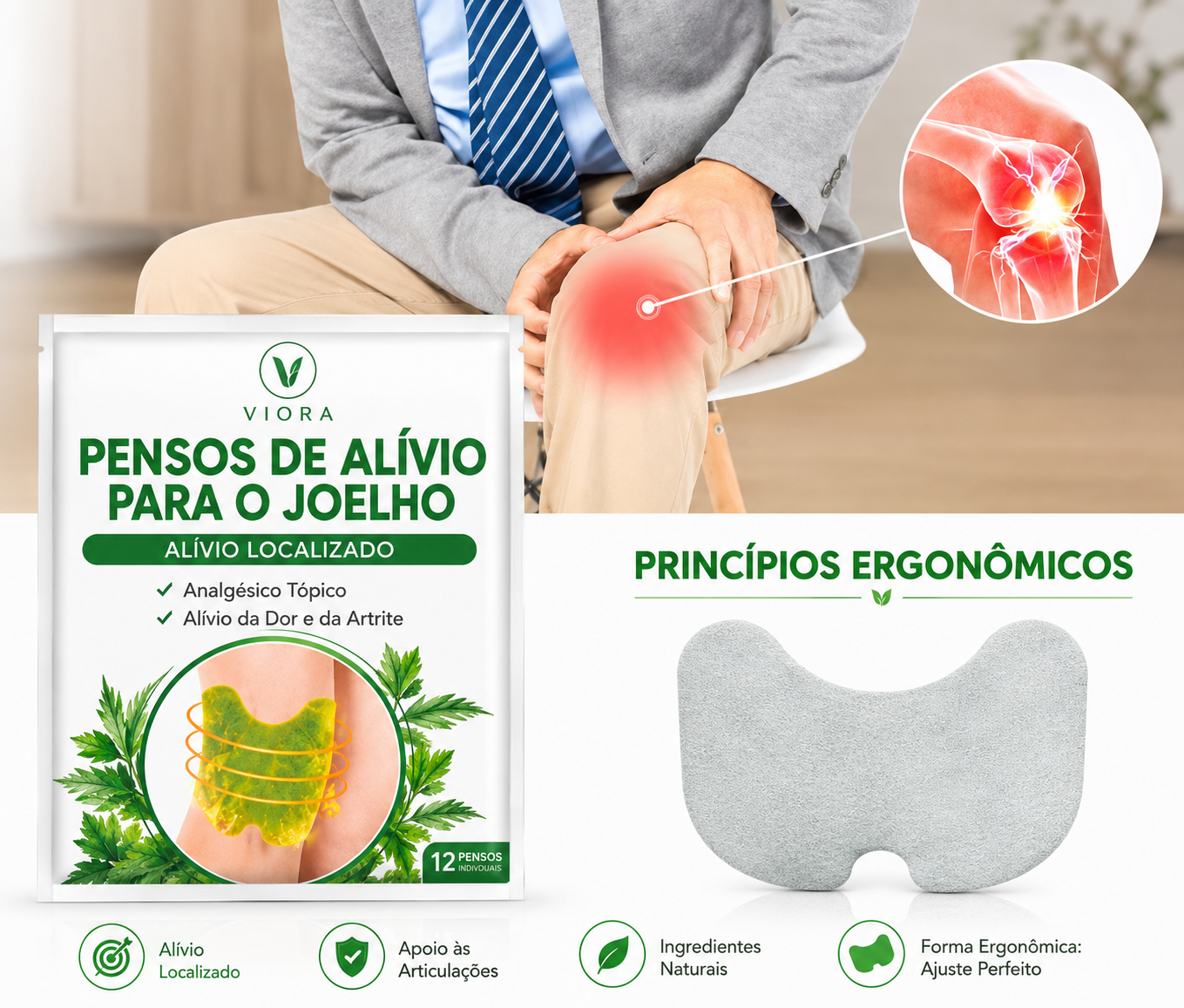 Pensos de Alívio para o Joelho VIORA Relief