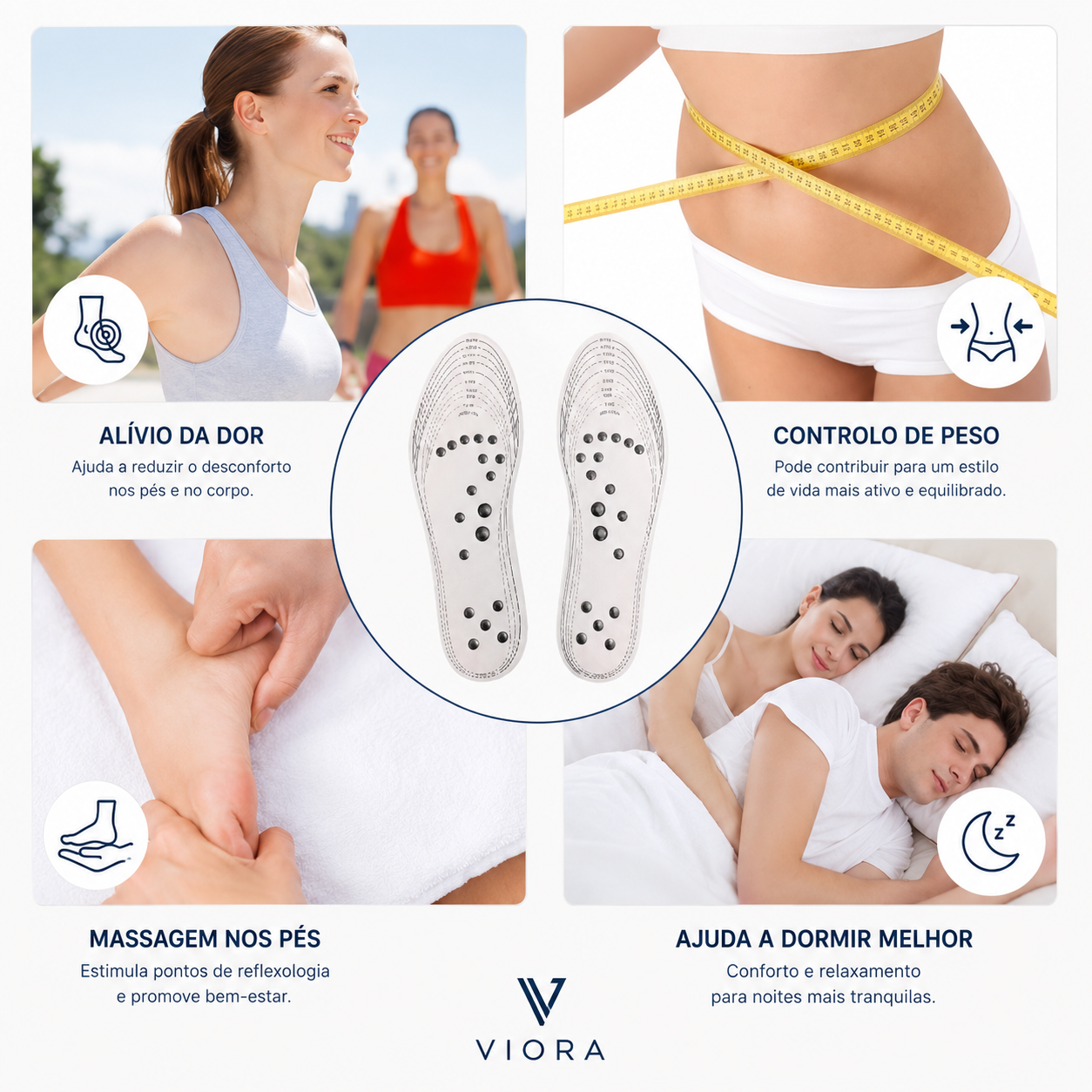 Viora ReflexStep™ | Palmilhas Magnéticas de Massagem